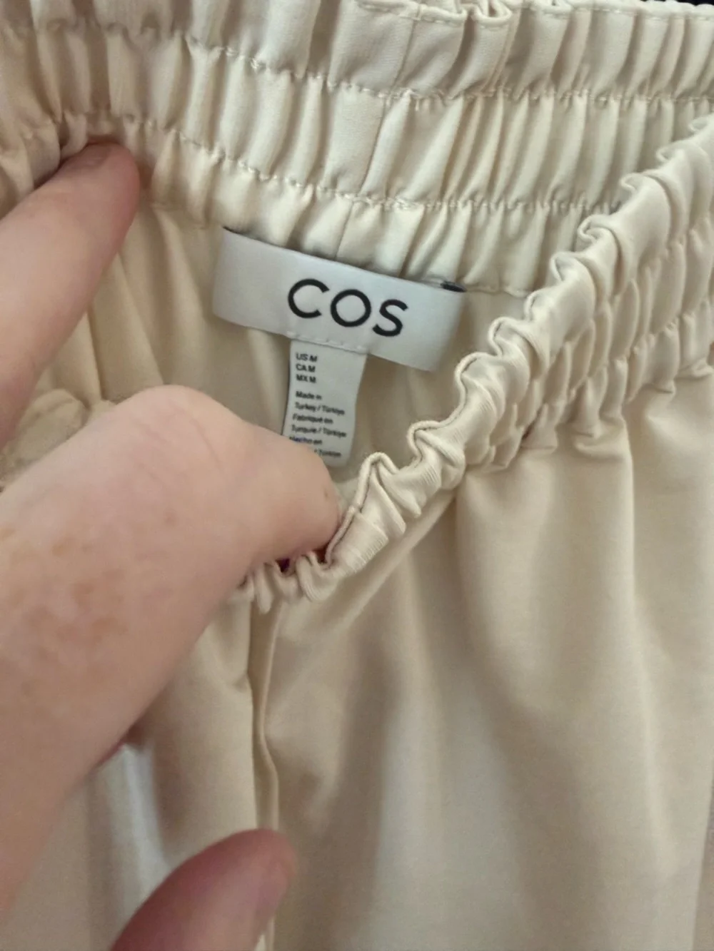 COS Beige Wide Leg Cropped Pants – Elastic Waist Minimalist Chic - Picture 4 of 6
